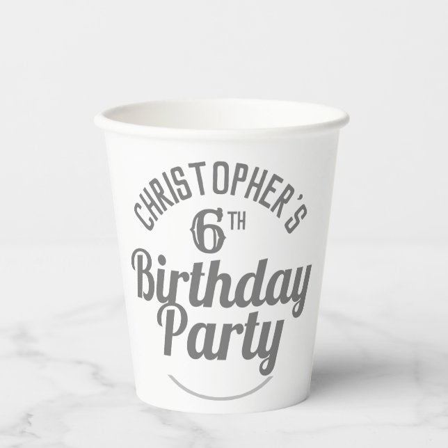 Gobelets En Papier 6e anniversaire d'un enfant (Recto)