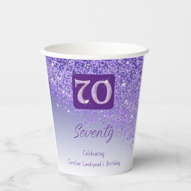 Gobelets En Papier 70e anniversaire Classy Falling Purple Parties sci (Recto)