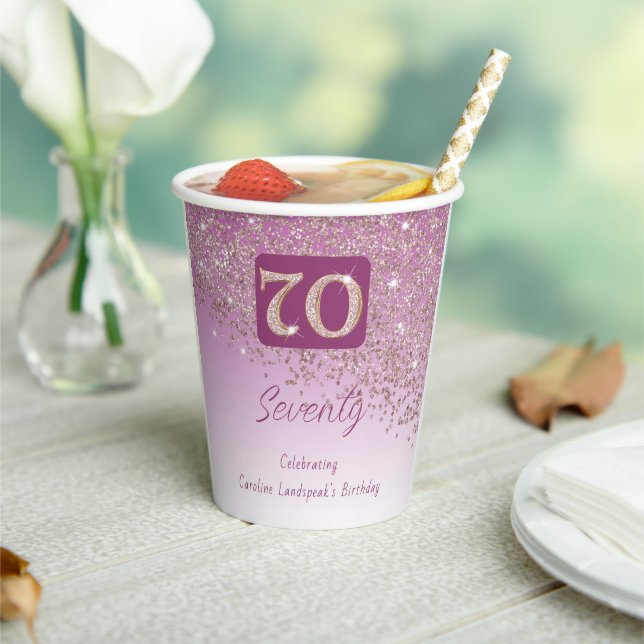 Gobelets En Papier 70e Anniversaire Classy Falling Rose Parties scint (Insitu)