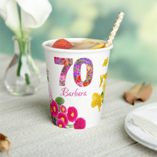Gobelets En Papier 70e anniversaire fleur bouquet bouquet tasses en p