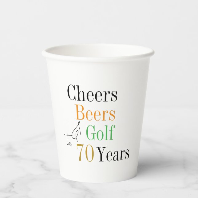 Gobelets En Papier 70e anniversaire Golf Cheers Bières Party (Recto)