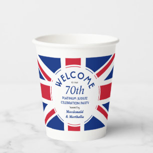 Gobelets En Papier 70e fête du Platine UNION JACK