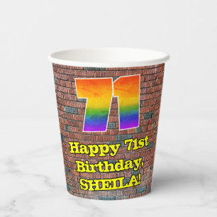Gobelets En Papier 71e anniversaire : Arc-en-ciel amusant inspiré par