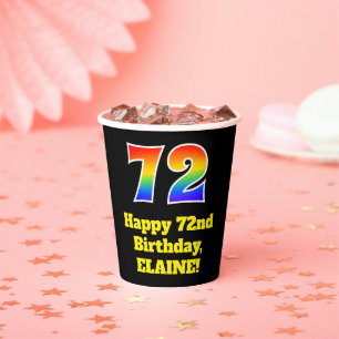 Gobelets En Papier 72e anniversaire : Coloré, Amusant, Excitant, Arc-