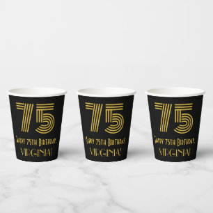 Gobelets En Papier 75e anniversaire : Art Déco Inspiré Look "75" & 