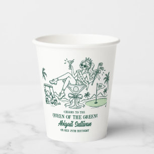Gobelets En Papier 75e anniversaire Reine du Green Golf drôle