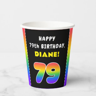 Gobelets En Papier 79e anniversaire : Arc-en-ciel coloré # 79, Nom pe