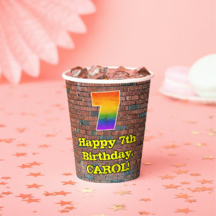 Gobelets En Papier 7e anniversaire : Arc-en-ciel amusant inspiré par 
