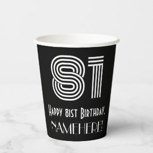 Gobelets En Papier 81e anniversaire — Art Déco Inspiré Look "81" + No