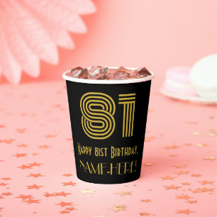 Gobelets En Papier 81e anniversaire : Art Déco Inspiré Look "81" & No