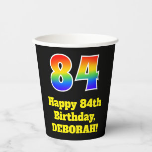 Gobelets En Papier 84e anniversaire : coloré, amusant, excitant, arc-
