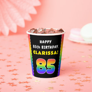 Gobelets En Papier 85e anniversaire : Arc-en-ciel coloré # 85, Nom pe