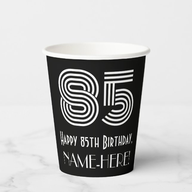 Gobelets En Papier 85e anniversaire — Art Déco Inspiré Look "85" + No (Verso)