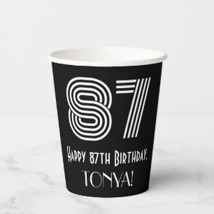 Gobelets En Papier 87e anniversaire — Art Déco Inspiré Look "87" + No