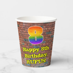 Gobelets En Papier 8e anniversaire : Arc-en-ciel amusant inspiré par 