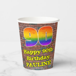 Gobelets En Papier 90e anniversaire : arc-en-ciel amusant inspiré des