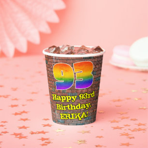 Gobelets En Papier 93e anniversaire : Arc-en-ciel amusant inspiré par