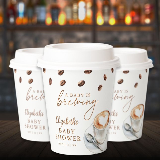 Gobelets En Papier A Baby Is Brewing Coffee Baby Shower (A Baby Is Brewing Coffee Baby Shower Paper Cups)