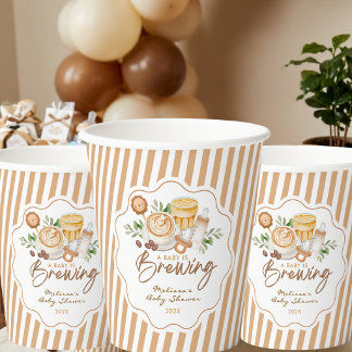 Gobelets En Papier A Baby Is Brewing Coffee Latte Baby Shower