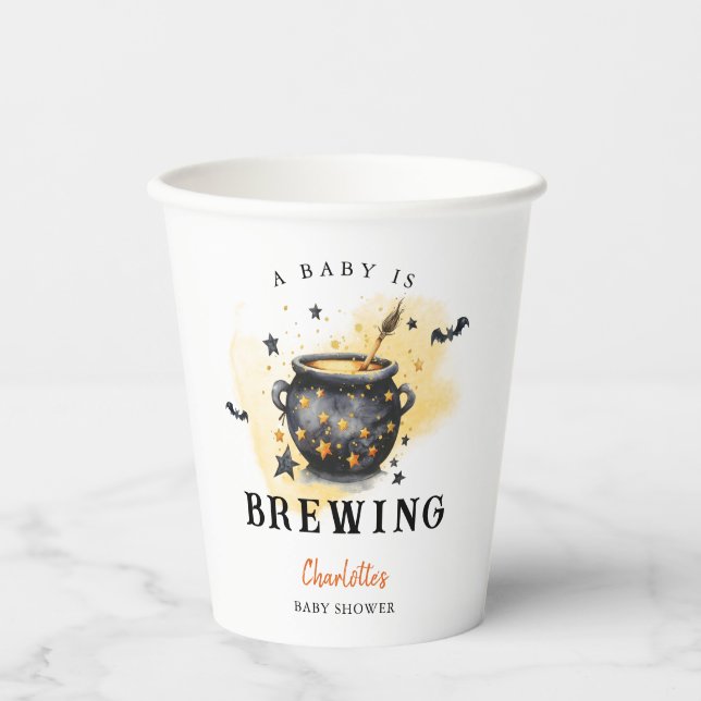 Gobelets En Papier A Baby is Brewing Halloween Cauldron Baby Shower (Recto)