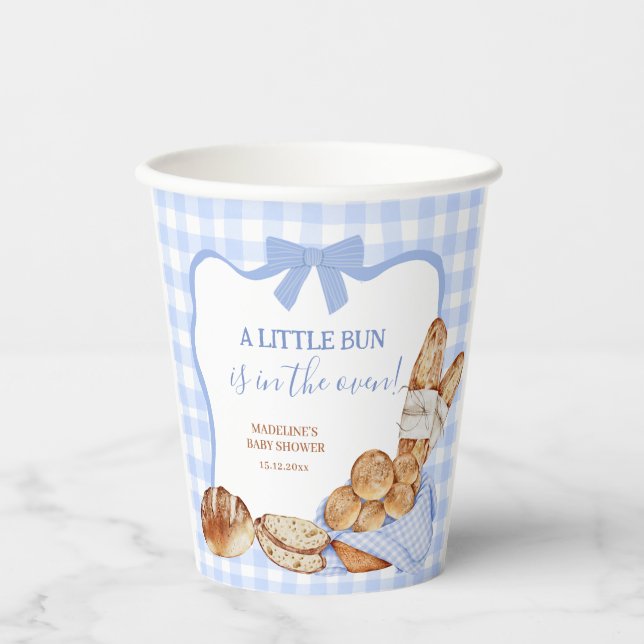 Gobelets en papier à carreaux Gingham bleu avec pe (Recto)