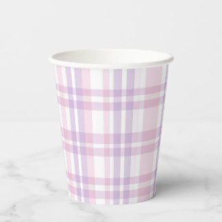 Gobelets en papier à carreaux rose et lavande pour