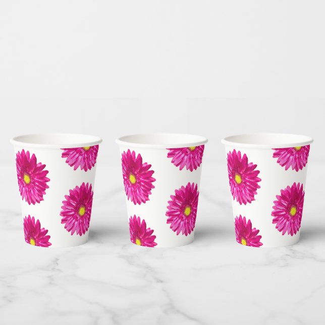 Gobelets en papier à fleurs rose vif Daisy (Multi)
