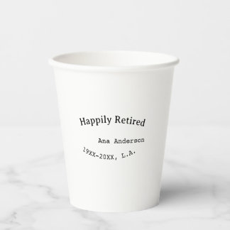 Gobelets En Papier À la retraite heureuse nom année lieu souvenir sim