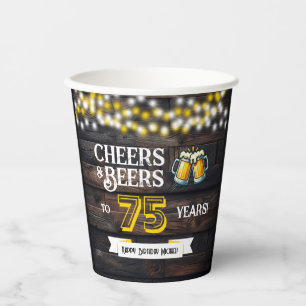 Gobelets En Papier À la santé et bières pour les 75 ans, Joyeux anniv