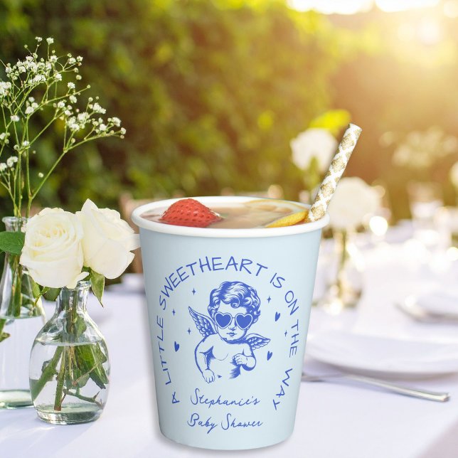 Gobelets En Papier A Little Sweetheart Valentines Boy Baby Shower (Créateur téléchargé)
