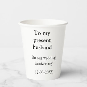 Gobelets En Papier À mon mari mariage anniversaire ajouter nom date m