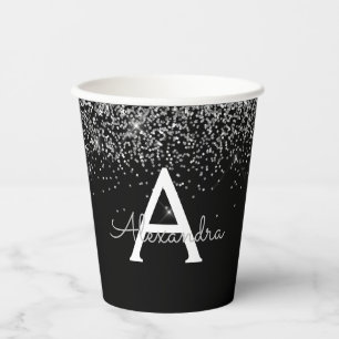 Gobelets en papier à monogramme avec paillettes ar