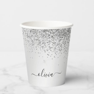 Gobelets en papier à monogramme avec paillettes et