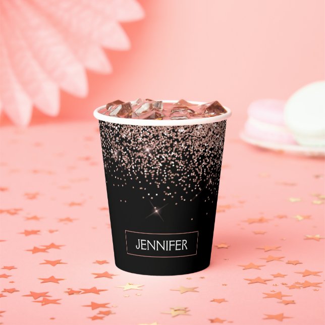 Gobelets en papier à monogramme et paillettes or r (Insitu)