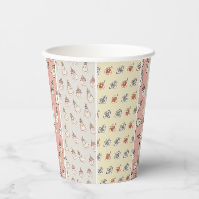 Gobelets en papier à motif d'ambiance de fête (Recto)