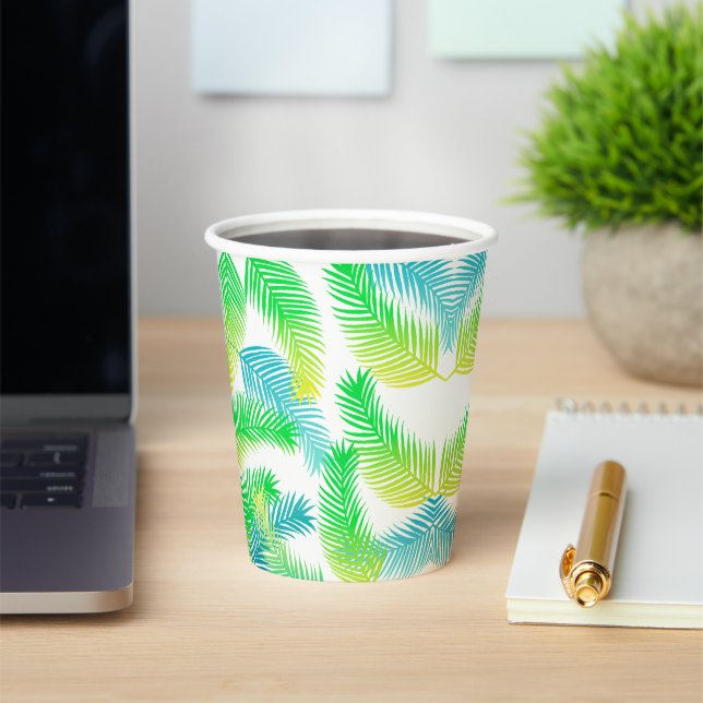 Gobelets en papier à motif de feuilles de palmier  (Insitu)