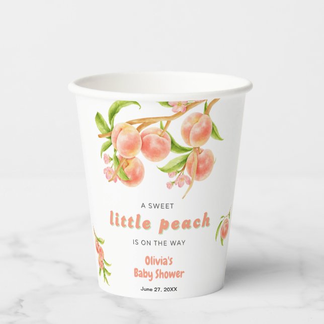 Gobelets En Papier A Sweet Little Peach Fruit Baby Shower  (Recto)