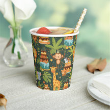 Gobelets en papier à thème jungle pour anniversair
