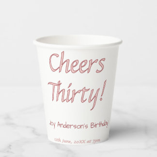 Gobelets En Papier à votre santé trente rose marron nom tendance anni