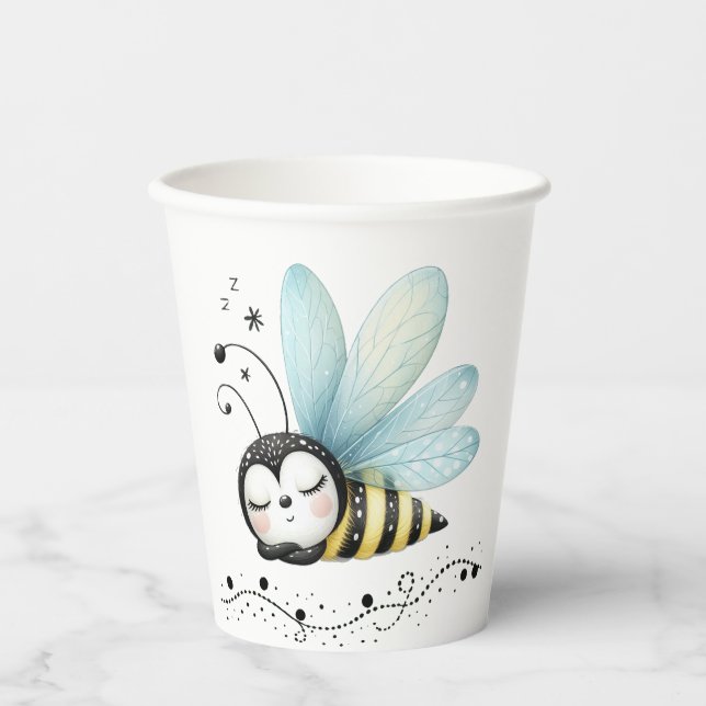 Gobelets En Papier  Abeille fantaisiste endormie  (Recto)