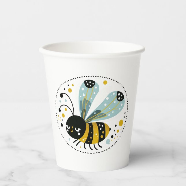 Gobelets En Papier  Abeille fantaisiste endormie  (Recto)