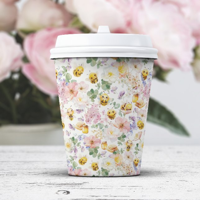 Gobelets en papier Abeille Mignonne (Cute Baby Bee Paper Cups by Painted Paperie
)