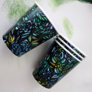Gobelets En Papier Abstrait moody Roses Floral Pattern Rose Jardin