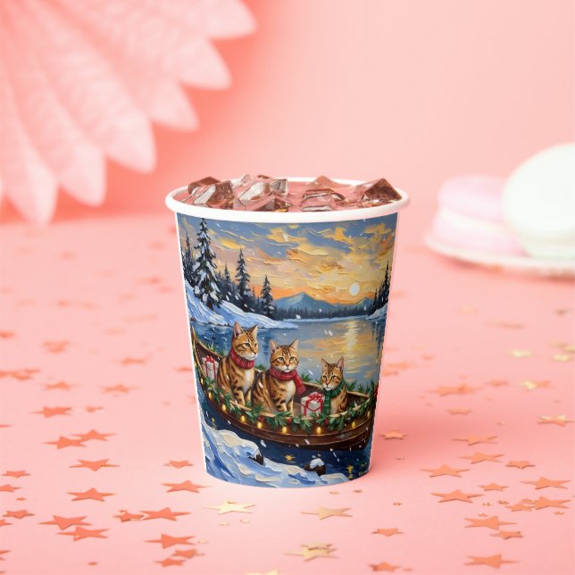 Gobelets En Papier Abyssinian Cat Christmas Boat Holiday (Insitu)