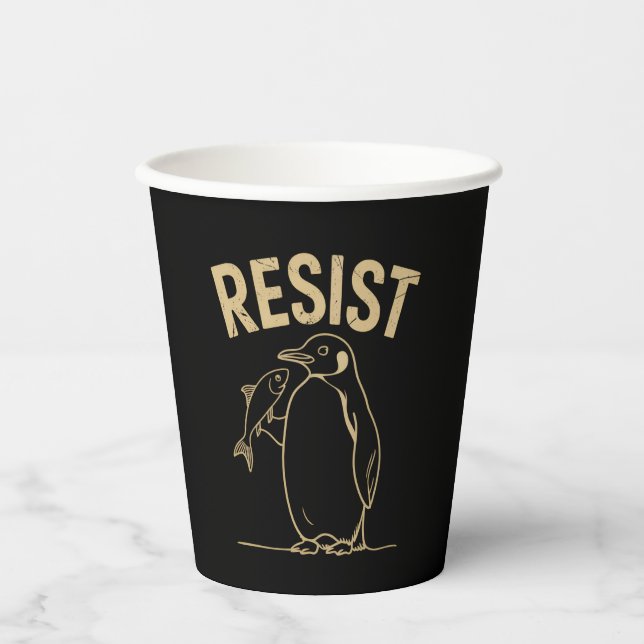 Gobelets En Papier Activisme de Résistance Manchots Protestation Vint (Recto)