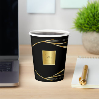 Gobelets En Papier Add logo QR Code Gold and Black corporate event 