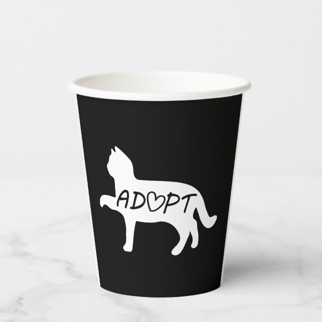 Gobelets En Papier Adopter le chat (Recto)