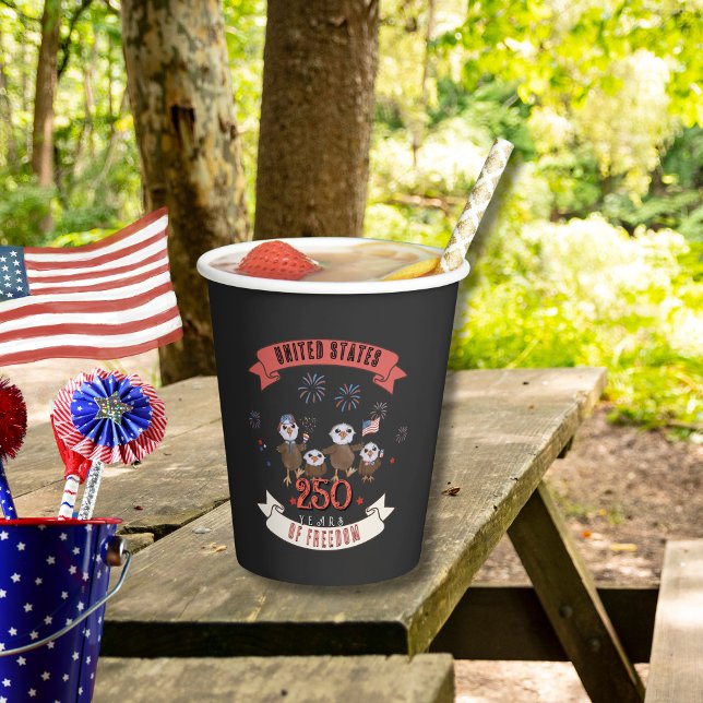 Gobelets En Papier Adorable Famille d'aigle US 250 ans de liberté (Adorable Eagle Family US 250 Years of Freedom Paper Cups)