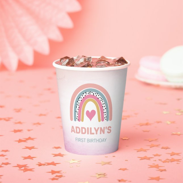 Gobelets En Papier Adorable Rainbow Girls Anniversaire Coupes de papi (Insitu)