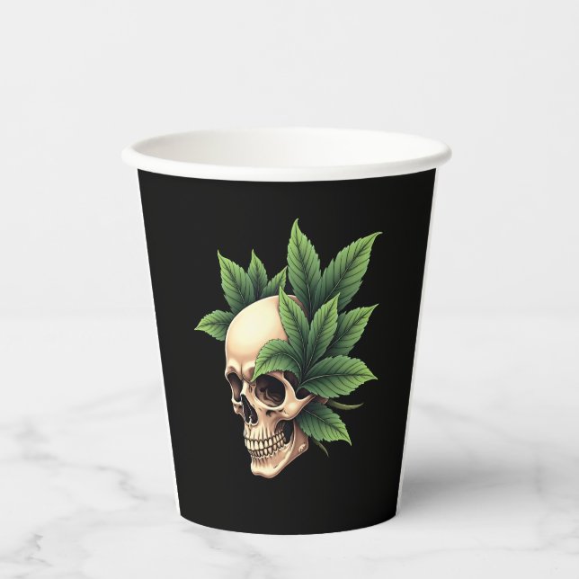 Gobelets En Papier Aesthetic Goth Grunge Skull Tropical Monstera Leaf (Recto)